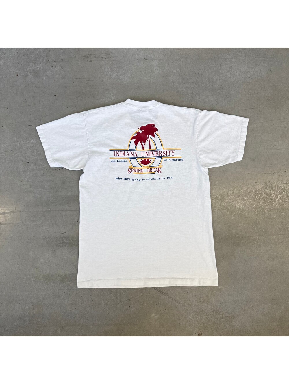 Vintage 90s Indiana University Spring Break Graphic T-Shirt White Large